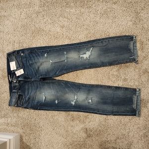 Express Skinny Ankle Mid Rise Distressed Jeans Size 2 Short BNWT